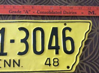 1948 Tennessee State Shape License Plate 41 - 3046 Coffee County RePainted 3