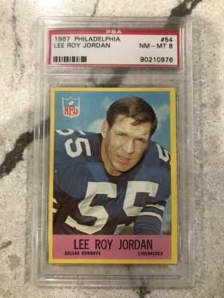 1967 Philadelphia Lee Roy Jordan Psa 8 Dallas Cowboys Rookie Rc