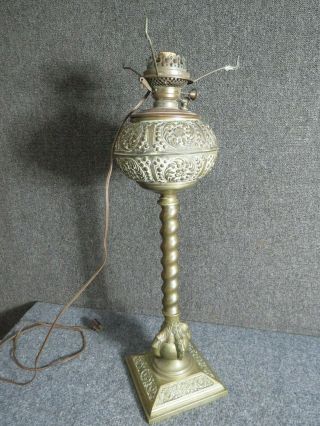 Antique Eagle Claw Brass Banquet Lamp