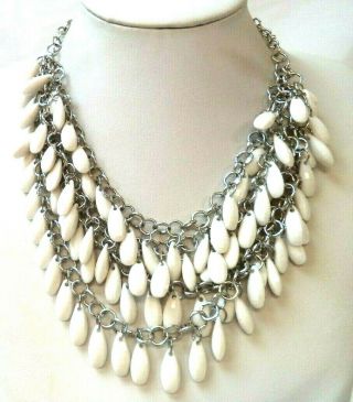 Stunning Vintage Estate Glass Beaded Silver Tone 20 1/2 " Necklace 6121c