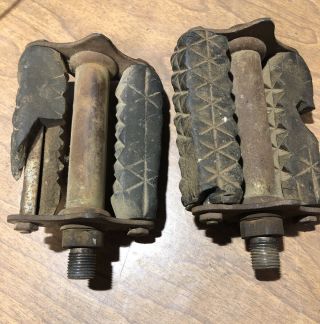 Antique Harley Davidson Ideal 1/2” Bicycle Pedals.  Rare 3 1/4” Length