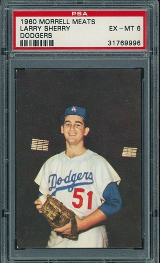 1960 Morrell Meats Dodgers Larry Sherry Psa 6