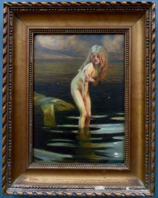 Paul Emile Chabas - Fine Antique French Oil Painting Nude Girl Bathing