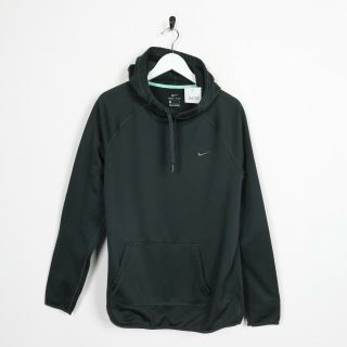 Vintage Nike Dri - Fit Small Logo Polyester Hoodie Sweatshirt Black | Large L