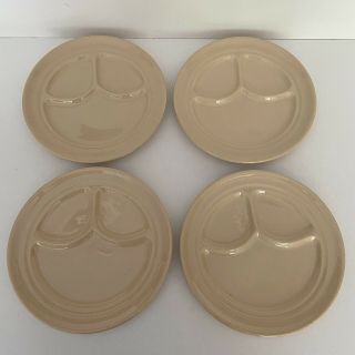 4 Vintage Buffalo China Restaurant Ware Tan 9 - 1/2 " Divided Section Dinner Plates