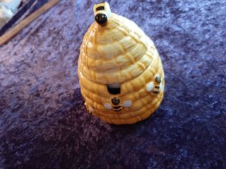 Vintage Ceramic Bee Hive Honey Pot Jar