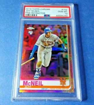 2019 Topps Chrome Jeff Mcneil Rc Pink Refractor Psa 10 Mets