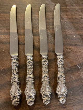 Set Of 4 Whiting / Gorham Lily Sterling Silver Place Knives No Mono Rare Esate