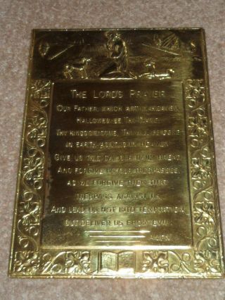 Vintage,  The Lords Prayer Embossed Brass,  Wall Plaque,  Made In England