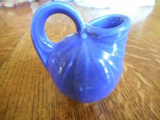 Miniature Shawnee Pottery Vase Pitcher Blue Marked USA Pottery Vintage 3