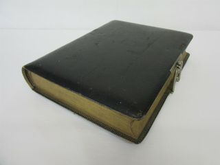 Vintage/antique Large Leather - Bound Photograph Album With Ornate Card Slip Pages