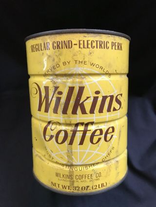 Vintage 2 Lb Wilkins Coffee Co Can Regular Grind Maryland