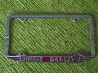 Vintage Art Deco Accessory Drive Safely License Plate Frame Period Hot Rod