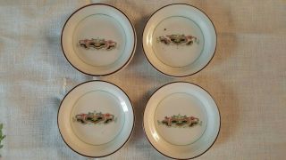 Vintage Set Of 4 Butter Pat Dishes With Gold Rims Art Deco Style