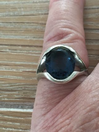 Sterling Silver & Blue Stone Vintage Art Deco Style 1970’s Ring