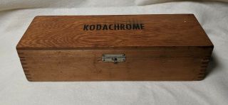 Vintage Kodak Kodachrome 35mm Slide Container Wooden Storage Box