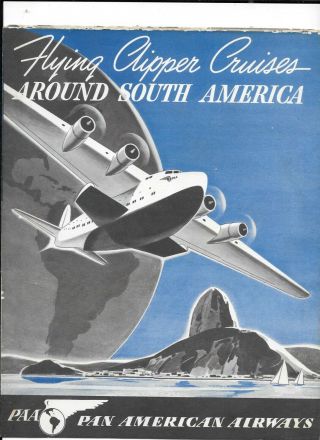 Vintage Airline Brochure Pan Am Airlines Flying Clipper Cruises South America