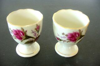 Vintage Set Of Two Moss Rose Egg Cup 