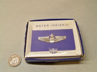 Vintage Meyer Insignia Us Army Air Corps Senior Pilot Wings Pinback Badge