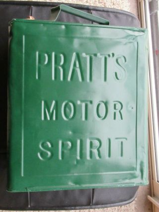Pratts Motor Spirit 2 Gallon Petrol Gas Fuel Tin Can.  Embossed The Rare One