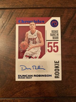 2018 - 19 Panini Chronicles Duncan Robinson Rookie Auto /49 Heat