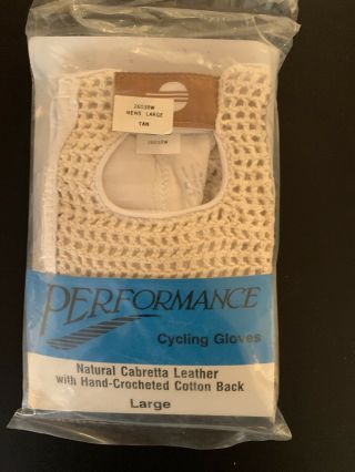 Vintage Performance Large Cycling Gloves White Natural Leather