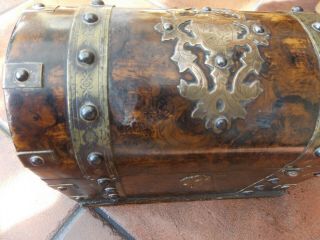 Walnut Burr 19th Century Brass Mounter Stationery Box With Key