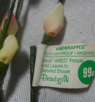 19 stems Vintage HANDWRAPPED Weatherproof Beautysilk Flowers Yellow/Pink 3