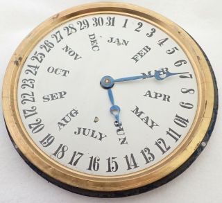 Antique En Welch Double Dial Calendar Clock Bottom Dial & Movement Parts Repair
