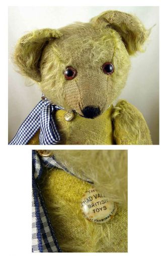 Chad Valley Antique Teddy Bear C1920 With Rare Button