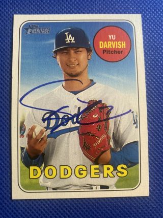 2018 Topps Heritage Yu Darvish 161 Auto Signed Autograph Dodgers
