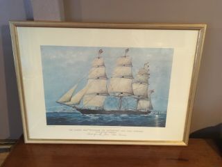 Vintage Nautical Clipper Ship William Le Lacheur Guernsey Print