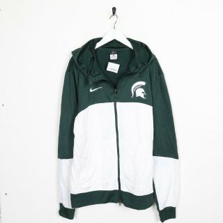 Vintage Nike Small Logo Polyester Zip Up Hoodie Sweatshirt Green | Large L