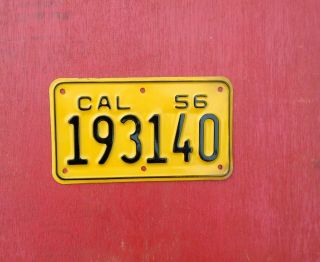 1956 California Unissued Nos Motorcycle 193140 License Plate