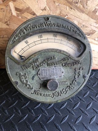 Antique Weston Voltmeter Electrical Instrument Gauge