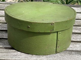 Antique 19th C.  Pantry/spice Box In Great Old Apple Green Paint.  8 - 3/4 " D.  Aafa