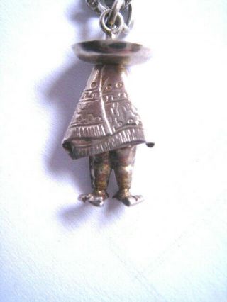 Vintage Mexican Man Sterling Silver Figural 3d Sombrero Poncho Charm Signed