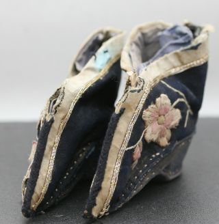 Antique Stunning Hand Sewn Chinese Bound Feet Shoes Circa Mid 1800s