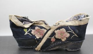 Antique Stunning Hand Sewn Chinese Bound Feet Shoes Circa Mid 1800s 2