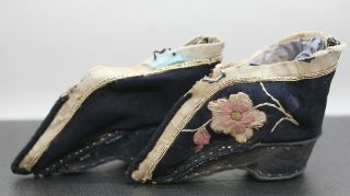 Antique Stunning Hand Sewn Chinese Bound Feet Shoes Circa Mid 1800s 3