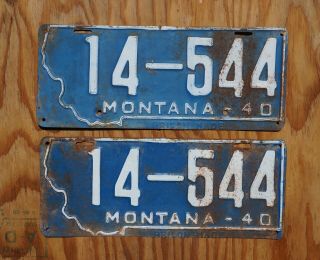 1940 Montana Passenger License Plate Pair / Set