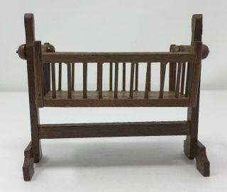 Vintage Wood Baby Cradle Bassinet Dollhouse Miniature Nursery