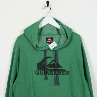 Vintage QUIKSILVER Big Logo Hoodie Sweatshirt Green | Medium M 3