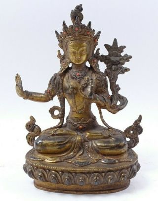 A Ming /qing Dynasty Sino Tibetan Gilt Bronze Bodhisattva.  Maitreya.