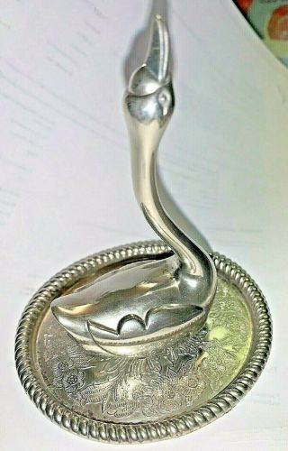 Vintage Silver Plated Goose /swan Ring Holder 4 " X 3 1/2 " Make A Gift