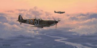 Ltd Edition Aviation Print Home At Dusk By Philip E West (spitfire)