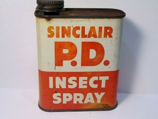 Vintage Sinclair Oil Refining Co.  Advertising Tin Can Sinclair P.  D.  Insect Spray