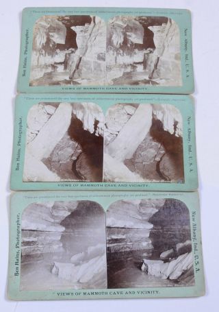 3 Antique Stereoscope Stereo View Card: Albany,  Indiana Mammoth Cave & Vicinity