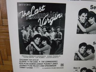 The Last American Virgin Movie Mini Ad Sheet Vintage Advertising Poster Film