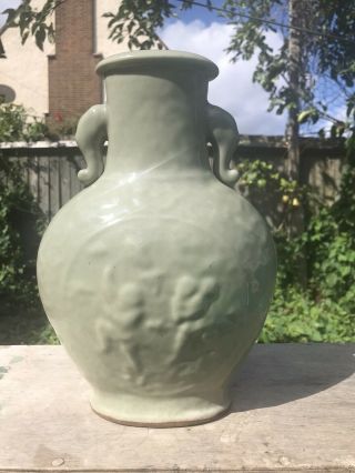 Antique Chinese Celadon Porcelain Bottle Vase